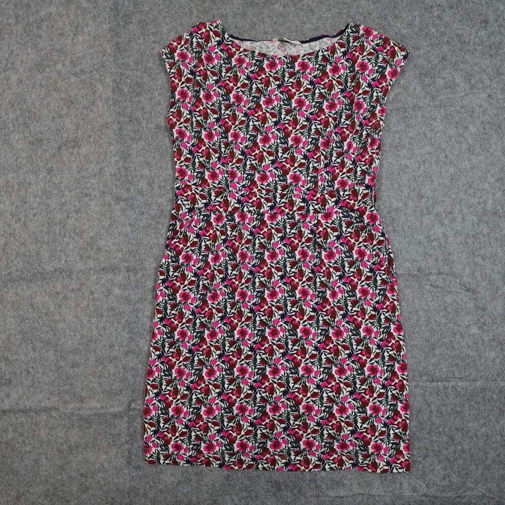Boden Pink and White Sheath Midi Dress Cap Sleeve Crew Neck